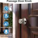 KNOBWELL 5 Pack Passage Door Knobs Brushed Nickel, Round Interior Door Knobs for Closet and Hallway, Satin Nickel Indoor Door Knob Keyless, Silver Door Knob with Lock, Tulip Design