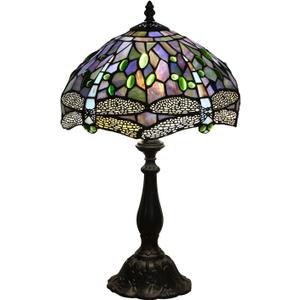 Tiffany Table Lamp Blue Dragonfly Stained Glass Table Lamps for Bedroom 12X12X19Inch 3 Way Color Temperatures Bedside Nightstand Home Office Desk Lamp Reading Lights with E26 LED Bulb
