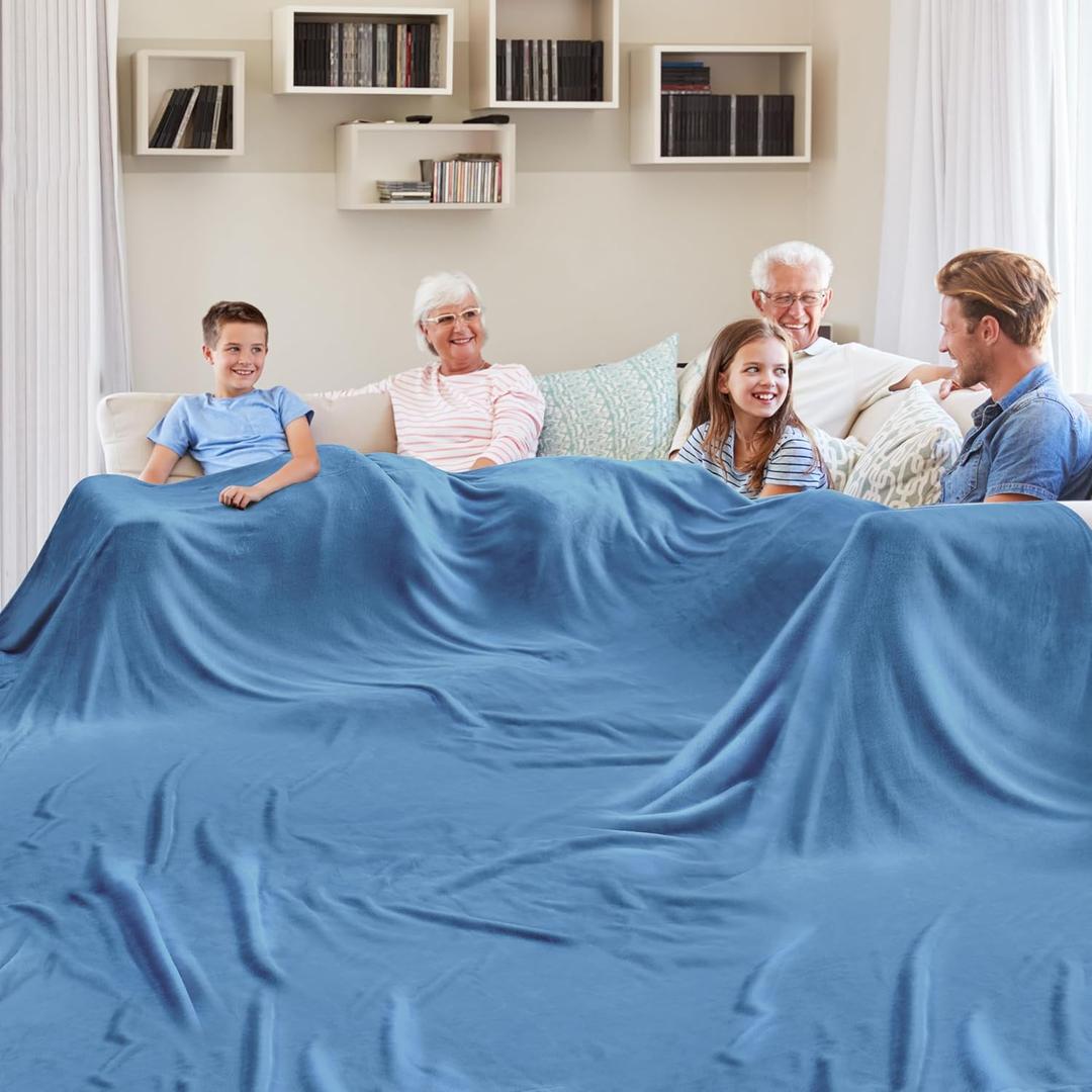 Big Oversized Soft Blanket, Giant Fleece Companion 120x120, California King Warm Blanket for Whole Family, Bed, Sofa, Couch, Travel, Camping 120x120 Sky Blue