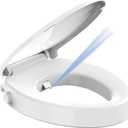 Raised Elongated Bidet Toilet Seat 18.5", Soft Close Lid, Dual Self-Cleaning Nozzles, Quick Release, Heavy-Duty PP, Stable & No Loosening, Ideal for Seniors & Limited Mobility, White