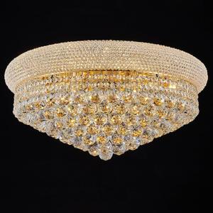 12 - Light Flush Mount Crystal Chandelier for Living Room Dining Room Entryway Hallway Bedroom Foyer Gold Finish, Size: 24"