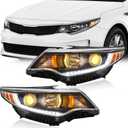 TODO Headlights Assembly Compatible with 2018 Kia Optima EX with LED DRL, Head Lamp w/Bulbs 92101-D5000 92101D5000 KI2502196 92102-D5000 92102D5000 KI2503196 Driver and Passenger Side