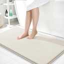 OLANLY Thick Memory Foam Bathroom Runner Rugs 44x24, Extra Soft Absorbent Long Bath Rug, Quick Dry Bath Mats, Non-Slip, Machine Washable Mat for Bathroom, Tub and Shower, Home Decor Accessories, Ivory