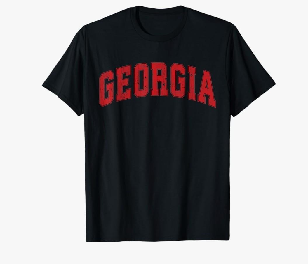 eorgia GA Vintage Athletic Sports Design Red Text T-Shirt, M