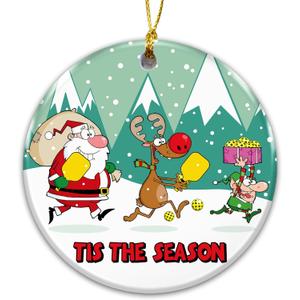 2 x Pickleball Ornament 2025  White Elephant Gift, Funny Santa Reindeer Elf Pickleball Gift, Tis The Season Pickleball Themed Ornament for Players, Coaches, Friends, Family & Sports Lovers