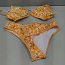 Tainehs Women's Two Piece Bikini Sets O Ring Front Top Ditsy Floral Triangle Swimsuits Cheeky Bathing Suit XS