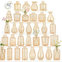 RUCKAE Glass Bud Vases Mini Flower Vase Small Vintage Vases for Centerpiece Table Wedding Decorations Home Decor Party(Gold 32pack)