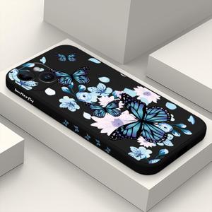 LEECG for iPhone 14 Plus Case Flower Creativity Pattern Design Soft Silicone Slim Shockproof Phone Cover for iPhone 14 Plus, 6.7 inch-Aurora Butterfly Black