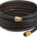 Giraffe Hybrid Garden Hose 5/8" x 25ft, Custom Length, NO Kink, Flexible, Leakproof Hose with Male to Female Fittings, 600 Burst PSI (Black and Orange)
