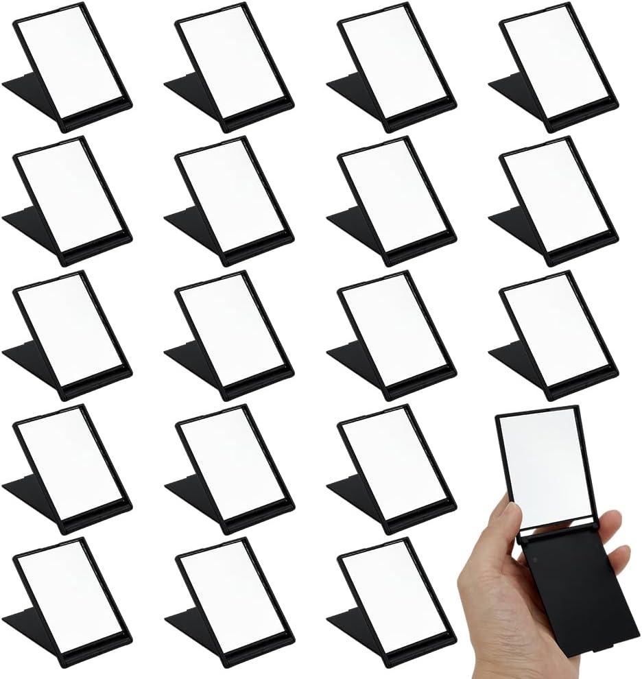 20 Pcs Pocket Compact Mirrors, Small Makeup Folding Pocket Mirror Black Rectangle Compact Mirrors for Travel Makeup Purse Organization Party Favors