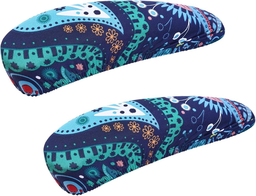 Smiry Stretch Printed Office Chair Armrest Covers, 2 Pcs Soft Fit Removable Washable Computer Desk Chair Arm Covers Protector, Blue Green