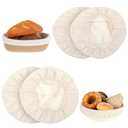 3 Pcs Bread Proofing Basket Cloth Liner, Round Banneton Basket Liner for Sourdough Bread, Natural Rattan Proofing Basket with Cloth Cover for Home Baking