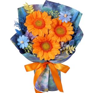 Forever Flowers for Delivery - Preserved Sunflowers Bouquet, Green Sunflowers That Last 3 Years, Eternal Flowers Bouquet, Mothers Day Gifts for Mom Grandma Wife, Anniversary Birthday Gifts for Women (Blue)