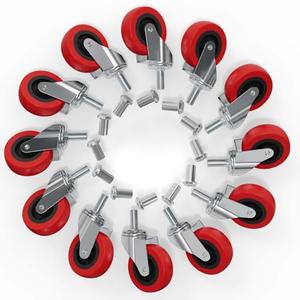 MySit 12 Pack Creeper Wheels 2.5 Inch Heavy Duty Swivel Caster Wheel Creeper Service Cart Stool Post Mount, M10 (Around 3/8") x 1" Metric Threaded Stem Casters Wheels Replacement