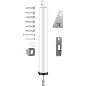 Screen and Storm Door Closer Kit, Heavy Duty Pneumatic Screen and Storm Door Closer, Screen and Storm Door Push Button Latch Set Replacement Kit, Adjust Smooth Closing Speed (White) (1 Piece)