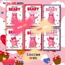 Valentines Day Gifts for Kids Classroom Bear Squishes, School Party Favors Exchange with Cards 24 PCS (Red)