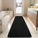 LOCHAS Bathroom Rug Runner 24x84 Inch, Soft Thick Absorbent Microfiber Bath Rugs for Bathroom, Machine Washable, Shaggy Plush Non Slip Bath Mat for Tub, Shower Floor, Quick Dry Mats, Black
