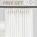 White Pinch Pleat Linen Curtains 90 inch Long 2 Panels Set for Living Room Modern Elegant Light Filtering Semi Sheer Coastal Decor Cotton Textured Gauze Curtain Triple Pleated White Drapes 90 Length
