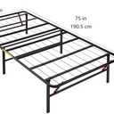 Amazon Basics Foldable Metal Platform Bed Frame with Storage, Sturdy Steel Support, No Box Spring Needed, 14-inch High, Tool-Free Setup, Twin Size, Black