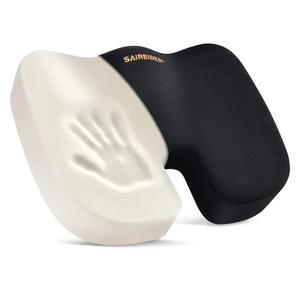 SAIREIDER Office Chair Cushion, Car Seat Cushion, Memory Foam Coccyx Cushion Pads for Tailbone Pain, Sciatica Relief Pillow, Correct Sitting Posture (Black)