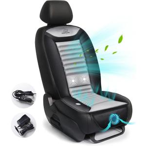Snailax Cooling Car Seat Cover, Cooling Seat Cushion with Back Massage, 2 Cooling Air Speed & 2 Massage Intensities, Cooling Seat Cover for Car, Home, Office (Black and Grey)