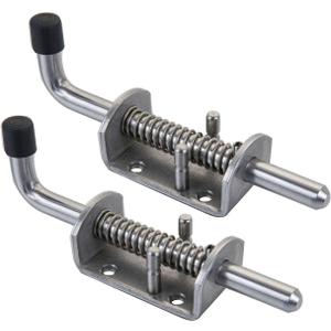 2 Pack Heavy Duty Stainless Steel Spring Loaded Latch Faster Locking Bolt Lock for Door Shed Gate or Tailgate Trailer Garage