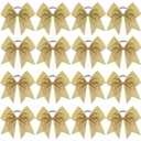 16PCS 8" Large Glitter Cheer Bows for Cheerleaders, CN Sparkly Hair Bows with Elastic Hair Ties Accessories for Teens Girls Women Cheerleading Softball Competition Sports (Gold)