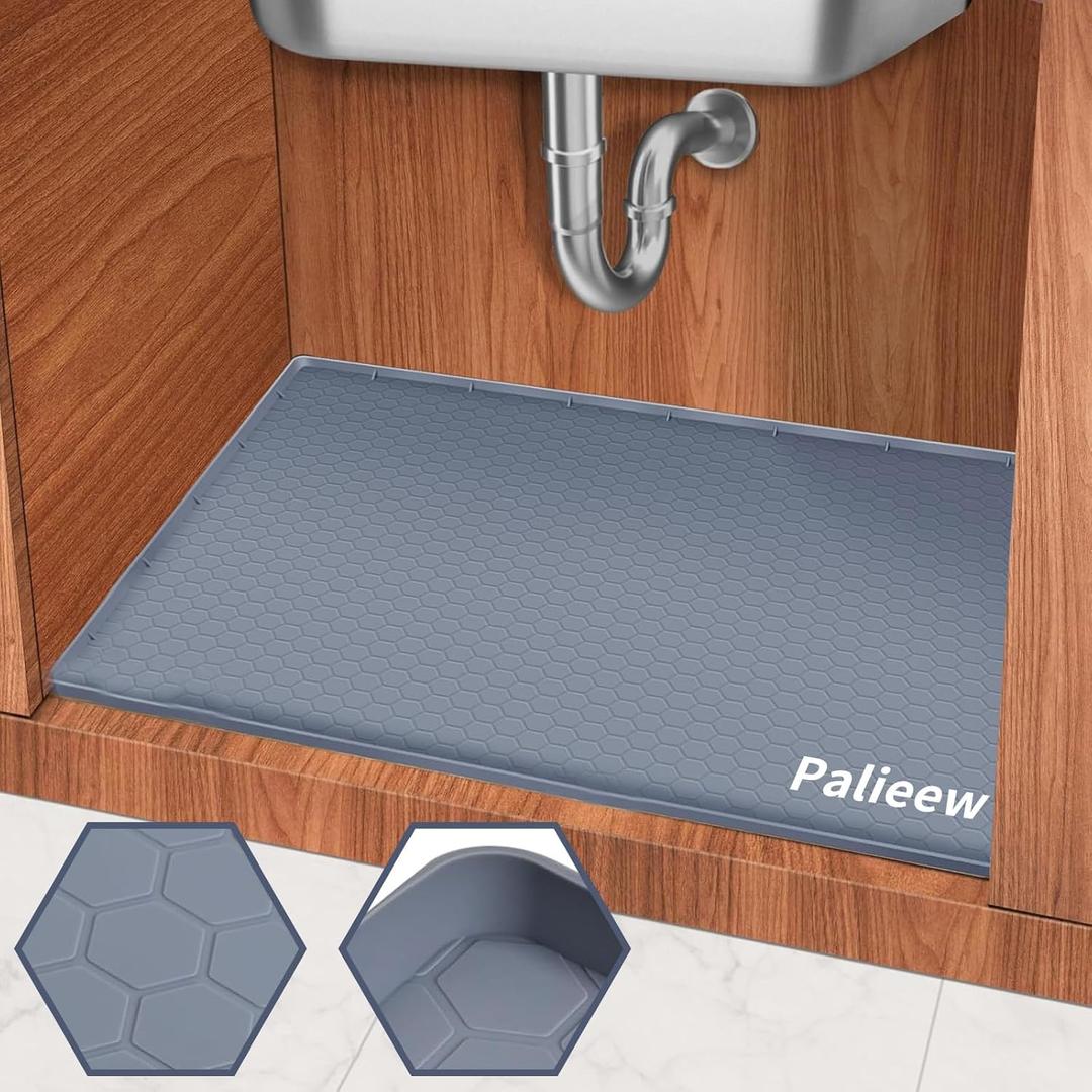 Under Sink Mat, 34" x 22" Under the Sink Mat Waterproof, Under Sink Tray Organizer, Silicone Under Sink Mats for Kitchen, Fits 36inch Standard Cabinet Under Sink Drip Tray