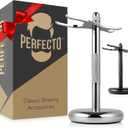 Perfecto Deluxe Chrome Razor and Brush Stand - The Best Safety Razor Stand. This Will Prolong The Life of Your Shaving Brush, metal