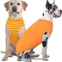 IECOii 2 Pack Dog T-Shirt for Large Dogs,Breathable Tshirts for Hot Weather,Stretchy & Comfortable Pet Summer Clothes Outdoor & Indoor Wearing,Pet Tank Top Set Great Dane Tee Shirts,Orange+Stripes,5XL