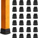 Small Square Silicone Chair Leg Floor Protectors with Wrapped Felt, Black Furniture Leg Caps, Anti Scratch Anti-Noise, 24 Pcs (Fit: 0.5" - 0.75").
