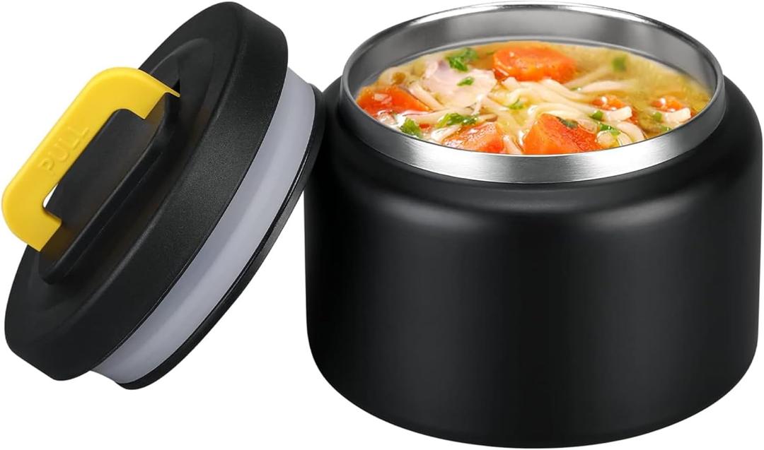 MAISON HUIS 8oz Soup Thermo Wide Mouth Vacuum Insulated Thermo Food Jar, Leak Proof Stainless Steel Thermo for Hot&Cold Food Kids Food Lunch Soup Container for School Travel (Black)