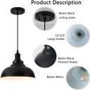 2 Pack Farmhouse Pendant Light Black Pendant Lights Kitchen Island Industrial Adjustable Hanging Barn Lamp Pendant Lighting Over Island Sink Light Fixtures