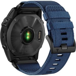 Abanen Upgraded Quick Fit 22mm Nylon Watch Bands for Garmin Fenix 8 47mm / Fenix 7 / epix Pro 47mm, Adjustable Webbing Sports Strap with Stainless Steel Clasp for Instinct 3 45mm, Fenix 6/5