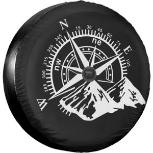 Compass Rose Mountains Spare Tire Cover with Back-up Camera Hole Leather Wheel Cover Tire Protector for Wrangler JL (18" fit for tire Diameter 33"-34")