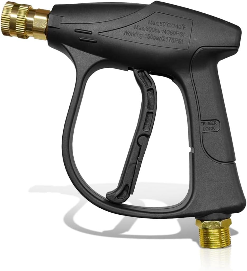 High-Pressure Car Washer Gun 4350 PSI Max, Power Washer Short Gun with 1/4" Outlet Quick Connect, M22-14 Thread Auto Cleaning Sprayer Gun Tool for Car Washing (Washer Gun)