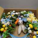 24" Large Easter Wreath for Front Door with Cute Rabbit Carrot Eggs Flowers Bow Sign, Farmhouse Spirng Easter Decoration for Home Porch Wall Mantel Window Outdoor Indoor Decor