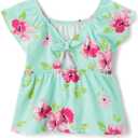 The Children's Place Baby-Girls and Toddler Short Sleeve Flutter Shirt (2T, Mint Tea)