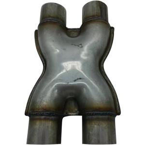 1 PC SHLPDFM Universal Crossover Exhaust X Pipe Dual 2.25" In/Out 12" Long Polished Stainless Steel Muffler Exhaust Tip