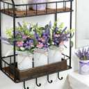 3 Pack Lavender Mason Jar Table Centerpiece Tiered Tray Decor with Wood Tray Artificial Floral and Plants Purple Pink Daisy Flower for Rustic Farmhouse Home Kitchen Bathroom Decor