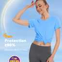MAGCOMSEN Gym Tops for Women UPF 80+ Quick Dry Summer Breathable Athletic Workout Outdoor UV Protection Shirts Blue XXL (Blue)
