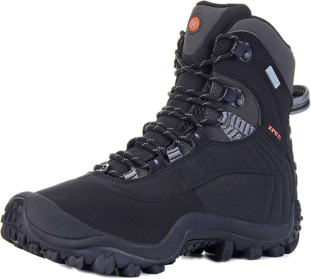 XPETI Women's Thermator Mid High-Top Waterproof Outdoor Hiking Boot (8, Black)