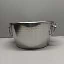 BREKX 6.25 Gallon Large Stainless Steel Bucket for Parties, Double-Walled Insulated Anchored Drink Tub & Ice Bucket with Double Hinged Handles, Silver, Extra Large