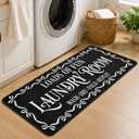 Laundry Room Runner Rug Black Bow Laundry Rug 20 x 47 Inch Non-Slip Farmhouse Floor Mat with Bow Border Washable Comfortable Mat for Bathroom Kitchen Washroom Entryway Decor, 11" x 1'1"