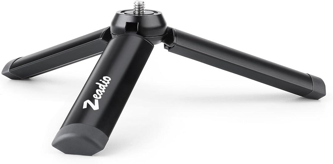 Zeadio Metal Mini Tripod, Desktop Tabletop Stand Compact Tripod for Smooth 4, Osmo Mobile, Vimble 2, Gimbal Handle Grip Stabilizer and All Cameras Black