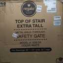 Regalo Safety 35" Extra Tall Baby Gate for Stairs, Wall Mounted 2-in-1 Wide Stair Gate for Babies, Toddlers, & Pets, Includes Banister and Wall Mounting Kit, White
