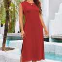 Naggoo Summer Dresses for Women 2026 Sleeveless Casual Split Midi Dress Maxi Beach Travel Vacation Sundress with Pockets (XXL)