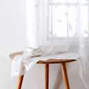 HOMEIDEAS White Sheer Curtains 52 X 84 Inches Long 2 Panels Embroidered Leaf Pattern Pocket Faux Linen Floral Semi Sheer Voile Window Curtains/Drapes for Bedroom Living Room