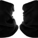 2 Pack Winter Neck Warmers Face Mask for Men Women Fleece Neck Gaiter Mask Face Cover Balaclava Scarf (Black)