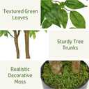 2 Pc Artificial Ficus Tree 4ft Silk Fake Ficus Leaves Plant 120cm Potted Faux Ficus Tree with Decorative Moss Dual Trunks Indoor Outdoor Faux Green Tree for Home Garden Office House Livingroom Dcor